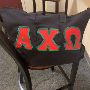 Alpha chi Omega stitched letter bag
